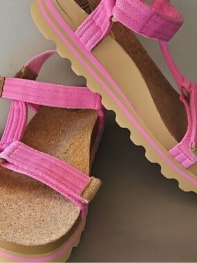 Reef Pink Platform Cork Sandals